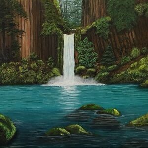 Hand Crafted Waterfall Landscape Art Print